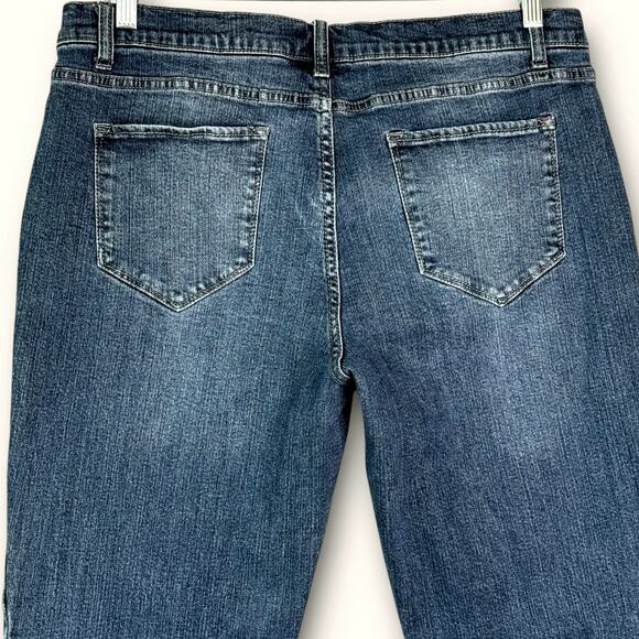 Liz Claiborne Classic Denim Blue Jeans Stretchy Women Size 16 Floral Embroidery - Picture 6 of 11